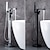 billiga Badkarskranar-fristående badkarsblandare golvmonterad badkarspåfyllare enkelgrepps mässingskran med handdusch och 360 graders vridbar pip