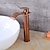 economico Classici-Rubinetto per lavabo da bagno in ottone con scarico, rubinetti per vasca da bagno monoforo a cascata con centro alto in oro rosa con acqua calda e fredda