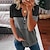 cheap Basic Women&#039;s Tops-Women‘s zipper v-neck colorblock t-shirt Top Summer