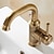 cheap Classical-Bathroom Sink Mixer Faucet Vintage Deck Mounted, 360 Swivel Rotatable Single Handle One Hole Monobloc Washroom Basin Taps with Hot and Cold Water Hose Antique Brass ORB