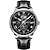 お買い得  機械式腕時計-男性用機械式時計ビジネス高級アナログ腕時計カレンダー自動巻き自動巻きムーンフェイズ防水夜光本革時計ギフト
