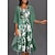 billige Kjoler-damekjolesett todelt kjole midikjole grønn blå grå halvermet blomstertrykk sommer vår u-hals avslappet 2023 s m l xl xxl 3xl