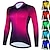 cheap Cycling Jerseys-21Grams Women&#039;s Cycling Jersey Long Sleeve Bike Top with 3 Rear Pockets Mountain Bike MTB Road Bike Cycling Breathable Quick Dry Moisture Wicking Reflective Strips Green Yellow Fuchsia Gradient Plaid