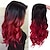 cheap Synthetic Trendy Wigs-Black to Red Wig Women Long Wavy Wig Side Color Synthetic Heat Resistant Wig for Everyday Party Costume Halloween Christmas Party Wigs