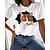 halpa T-paidat ja hihattomat paidat-Naisten T-paita Apila Valkoinen Musta Kissa 3D Painettu Lyhythihainen Kausaliteetti Viikonloppu Perus Pyöreä kaula-aukko Normaali Puuvilla 3D Cat Maalaus S / 3D-tulostus