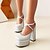 cheap Women&#039;s Heels-Women&#039;s Heels Chunky Heel Square Toe Minimalism Daily Glitter Ankle Strap Spring Summer Solid Colored Silver Gold Blue