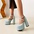 cheap Women&#039;s Heels-Women&#039;s Heels Daily Summer Chunky Heel Square Toe Minimalism Glitter Ankle Strap Solid Colored Silver Gold Blue