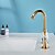cheap Multi Holes-Gold Two Handle High Arc Widespread Bathroom Sink Faucet 3 Hole with Solid Brass Body Widespread Bathroom Faucet