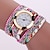 voordelige Quartz-horloges-Luxury Watches Women Flower Popular Quartz Diamond Leather Bracelet Female Ladies Gemstone Dress Wristwatch Quartz Watch for Women Analog Quartz Alloy