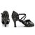hesapli Dans Ayakkabıları-Kadın&#039;s Latin Ayakkabıları Salsa Ayakkabıları Dans  Sneaker Ayakkabıları İç Mekan Performans ChaCha Kristal Sandalet Profesyonel Daha yumuşak iç taban Yüksek Topuk Açık Uçlu Toka Yetişkin Siyah