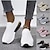 Χαμηλού Κόστους Γυναικεία Sneakers-γυναικεία sneakers plus size flyknit παπούτσια λευκά παπούτσια υπαίθρια καθημερινά επίπεδη φτέρνα στρογγυλή μύτη σπορ casual τρέξιμο περπάτημα πλεκτό μαύρο λευκό ροζ