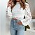 cheap Blouses &amp; Shirts-Women&#039;s Blouse Shirt White Lace Cut Out Plain Long Sleeve Round Neck Streetwear Casual Crop Lantern Sleeve S
