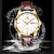 Недорогие Механические часы-OLEVS Мужчины Механические часы Календарь Водонепроницаемый Фосфоресцирующий День дата Натуральная кожа Часы