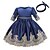 cheap Dresses-Girls&#039; 2Pcs Jacquard Solid Colored Flower Tulle Dress Party Birthday Embroidered Lace Trims Bow Dark Blue Above Knee 3/4 Length Sleeve Vintage Sweet Dresses Easter Spring Summer Slim