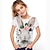 olcso lány 3D-s pólók-Gyerekek Lány Póló Rövid ujjú Cica Grafika Állat Szivárvány Gyermekek Felsők Aktív aranyos stílus 3-12 év