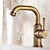 cheap Classical-Bathroom Sink Mixer Faucet Vintage Deck Mounted, 360 Swivel Rotatable Single Handle One Hole Monobloc Washroom Basin Taps with Hot and Cold Water Hose Antique Brass ORB