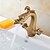 abordables Clásico-Grifo para lavabo de baño: juego central de latón antiguo clásico, dos manijas, grifos para baño de un orificio