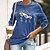 저렴한 티셔츠 &amp; 탱크 탑-여성용 T 셔츠 그래픽 꽃장식 긴 소매 라운드 넥 탑스 베이직 기본 탑 블랙 푸른 옐로우
