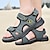 cheap Men&#039;s Sandals-Men&#039;s Sandals Leather Sandals Sports Sandals Walking Casual Daily Nappa Leather Magic Tape Black Brown Gray Summer Spring
