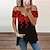 baratos Tops básicos de mulher-blusa feminina camiseta básica flor/floral alça diária camiseta manga regular verão azul branco vermelho escuro rosa vermelho
