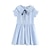 Χαμηλού Κόστους Παιδιά-παιδικό κοριτσίστικο μονόχρωμο σχολικό αθλητικό κοντομάνικο φόρεμα&amp;amp; καθημερινή στάμπα με μανίκια εξωτερικού χώρου βασική 90% βαμβάκι μέχρι το γόνατο καλοκαίρι 3-10 ετών μπλε με φλοράλ κεφαλόδεσμο