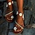 ieftine Sandale de Damă-Pentru femei Sandale Boho Sandale plate Petrecere Zilnic Plajă Culoare solidă Floral Vară Mărgele Flori Toc Drept Vârf rotund Drăguţ Casual minimalism Dantelă Imitație Piele Loafer Curea Gleznă Maro