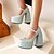 cheap Women&#039;s Heels-Women&#039;s Heels Chunky Heel Square Toe Minimalism Daily PU Leather Buckle Spring Summer Solid Colored Silver Gold Blue