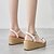 cheap Women&#039;s Sandals-Women&#039;s Sandals Wedge Sandals Wedge Heels Espadrilles Work Daily Solid Colored Summer Buckle Platform Wedge Heel Open Toe Casual Minimalism Sweet Leather Ankle Strap White Beige