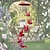 abordables Lumières de cordes solaires-Solaire cardinal rouge oiseau carillon éolien led lumières fileuses spirale chaîne suspendue jardin extérieur maison décorations murales rouge