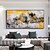 abordables Peintures Abstraites-Peinture à l&#039;huile sur toile faite à la main art mural décoration abstraite peinture au couteau paysage jaune pour la décoration intérieure roulé sans cadre peinture non étirée