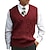 ieftine pulover pentru bărbați-Bărbați Pulover Vestă pulover Plover Cablu Tricotat Tricotat Culoare solidă În V Stilat Stil Vintage Oficial În aer liber Îmbrăcăminte Iarnă Toamnă Negru Roșu Vin S M L