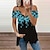 저렴한 기본 여성 상의-여성용 블라우스 티셔츠 베이직 플라워 / 꽃무늬 데일리 스트랩 티셔츠 소매 일반 여름 블루 화이트 다크 레드 핑크 레드