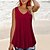 cheap Tank Tops-Women&#039;s Camisole Plain Daily Beach Camisole Tunic Tank Top V Neck Pleated Ruffle Basic Essential Streetwear Wine Red Green Black S
