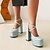 cheap Women&#039;s Heels-Women&#039;s Heels Chunky Heel Square Toe Minimalism Daily Glitter Ankle Strap Spring Summer Solid Colored Silver Gold Blue