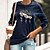저렴한 티셔츠 &amp; 탱크 탑-여성용 T 셔츠 그래픽 꽃장식 긴 소매 라운드 넥 탑스 베이직 기본 탑 블랙 푸른 옐로우