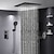 cheap Luxury Ceiling Shower-16 Inch Matte Black Shower Faucets Sets Complete with 3-Function Shower Head and Solid Brass Handshower Ceiling Mounted Rainfall Shower Head System Contain Shower Faucet Rough-in Valve Body and Trim