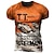 cheap Cars &amp; Motorcycle-Men&#039;s T shirt Tee Graphic Letter Motorcycle Crew Neck Orange 3D Print Outdoor Casual Short Sleeve Print Clothing Apparel Vintage Fashion Designer Big and Tall