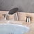 זול מרובה חורים-ברז כיור אמבטיה נרחב, שתי ידיות שלוש חורים מפל מים מצופים אלקטרוליטי ברזי אמבטיה