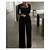 voordelige Damesjumpsuits-Dames Jumpsuit Kant Effen Kleur Strakke ronde hals Elegant Dagelijks Vakantie Recht Normale pasvorm Lange mouw Zwart S M L Lente