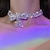 preiswerte Halsketten-Strass-Choker-Halskette Schleifenknoten voller Kristalle Halsketten Silber funkelnde Halskette Kette Schmuck Mode-Party-Accessoires für Frauen und Mädchen