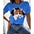 voordelige Tees &amp; Tank Tops-Dames T-shirt Groen blauw Blozend Roze Kat 3D Afdrukken Korte mouw Casual Weekend Basic Ronde hals Normaal Katoen 3D Cat Verf S / 3D-afdrukken