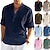 economico Casual da lavoro-Per uomo Camicia da escursionismo Camicia Henley Maglietta Top Esterno Traspirante Asciugatura Rapida Leggero Estate Primavera Cotone e Lino Blu chiaro blu navy Blu denim Pesca Arrampicata Spiaggia