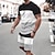 cheap Men&#039;s T shirt and Shorts Set-Men&#039;s T-shirt Suits Tennis Shirt Short Sleeve Color Block Crew Neck Street Casual Drawstring Clothing Clothes Casual Fashion Breathable White Black Blue