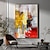 billiga Abstrakta målningar-oljemålning 100 % handgjord handmålad väggkonst på duk abstrakt knivmålning landskap gul röd för heminredning dekor rullad duk utan ram osträckt