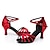 זול נעליים לטיניות-בגדי ריקוד נשים נעליים לטיניות ריקודים סלוניים נעלי סלסה שורת ריקוד בבית אימון מקצועי סאטן בסיסי עקבים צבע אחיד עקב רחב אבזם רצועת קרוס שקד אדום שחור
