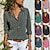 billige Basistopper for damer-dameskjorter jakkeslag langermede skjorter dameklær ensfargede lommer bluse