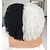 ieftine Peruci Costum-perucă ondulată scurtă perucă ondulată afro de 14 inch cu breton păr sintetic rezistent la căldură alb-negru pentru femei de culoare perucă de halloween