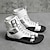 levne Pánské sandály-Pánské Sandály Ploché sandály Římské boty rybáři sandály Chůze Na běžné nošení Sportovní Kůže Šněrování Černá Bílá Léto