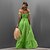cheap Women&#039;s Dresses-Women&#039;s Party Dress Maxi long Dress Green Short Sleeve Pure Color Patchwork Cold Shoulder Spring Summer Strapless Party Vacation Sexy Party Loose 2022 S M L XL