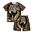 preiswerte 3D-Sets für Jungen-Jungen 3D Tier Dinosaurier T-Shirt &amp; Shorts Kleidungsset Kurzarm Sommer Frühling Sport Modisch Cool Polyester kinderkleidung 3-13 Jahre Outdoor Strasse Sport Regular Fit